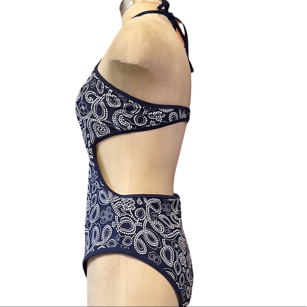 Aerie Swimsuit One Piece Monokini Navy Floral L Large - Picture 2 of 6